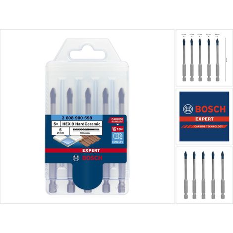 BOSCH Trapano per tetti in ceramica dura Hex-9 Expert Ø 5 mm - 5 pezzi - 2608900598