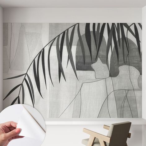 Tapete Selbstklebend - abwaschbar - Tapete mit Motiv - trendige Wanddeko - elegant Fototapete Abstrakte Palme 152x104 cm (1/5)
