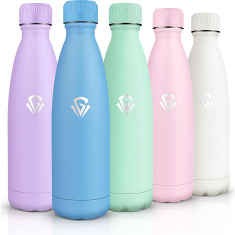 Gourde Isotherme, Acier Inoxydable 18/8, Bouteille Isotherme, 500ML Sans BPA, Gourde Inox Enfant, Étanche Double Isolation, Bouteille Inox pour Le Camping, Les Écoles, Les Gymnases (1/5)