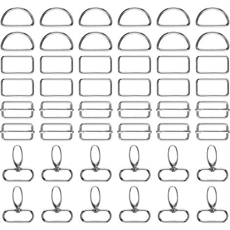 48 Pièces Mousqueton Sac 32mm Anneaux D et Boucle Métal pour Bricolage (1/5)