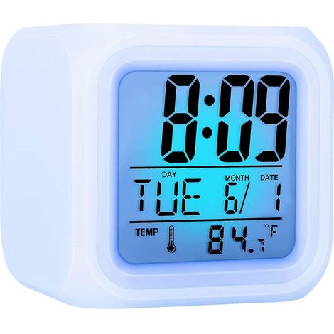 Réveil de chevet numérique LED à 7 couleurs changeantes avec lumières, cadeau d'anniversaire pour enfants, filles, garçons, femmes et adultes. (1/5)