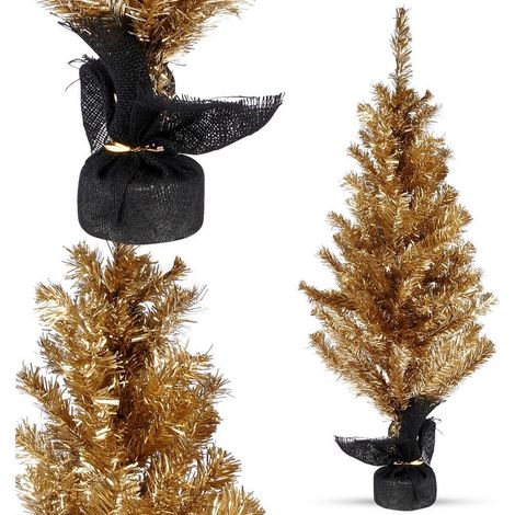 Sapin de Noël artificiel doré décoratif en jute 90 cm (1/5)
