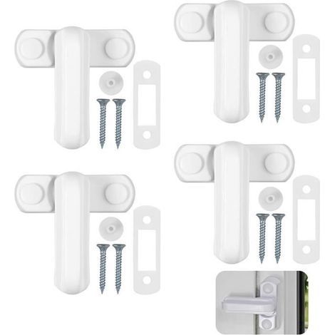 Set di 4 serrature di sicurezza per finestre in alluminio rinforzato, serratura di sicurezza per finestre, serratura per finestre resistente con viti (1/4)