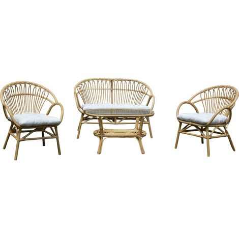 Salon de jardin arrondi en rotin Rattan (1/4)