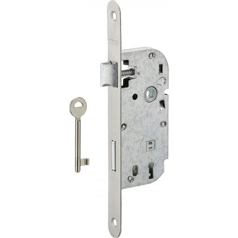 Serrure encastrable à clé pour porte de chambre – Axe 40mm – Pêne en acier – Gâche plate inox – 1 clé incluse – Variures 6 (1/2)
