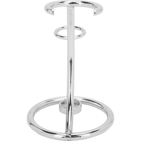 Support pour rasoir de sûreté en acier inox, socle élégant pour rasage homme, séchage hygiénique rapide, finition argentée (1/4)