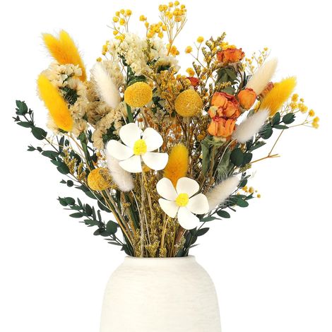 Set mit 30 dekorativen Trockenblumen, Strauß aus Rosen und Schleierkraut, für Vasen, Harzkerzen, Geschenkalben