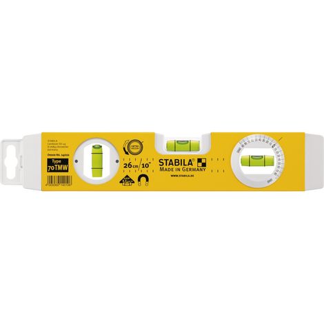 Nivel de burbuja con base magnética e inclinómetro STABILA Torpedo 70TMW de 25 cm