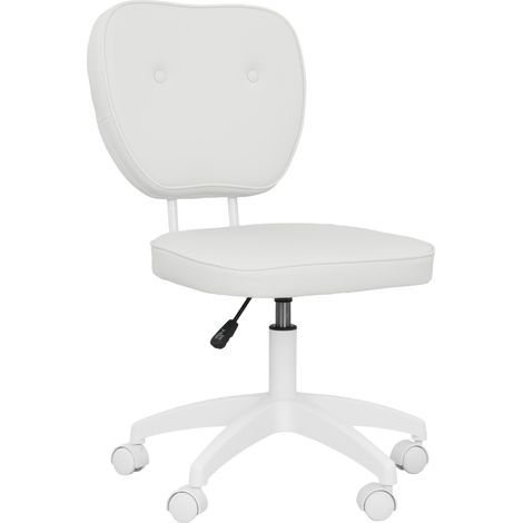 Chaise de bureau design Chesterfield 2 boutons MARCO blanc (1/5)