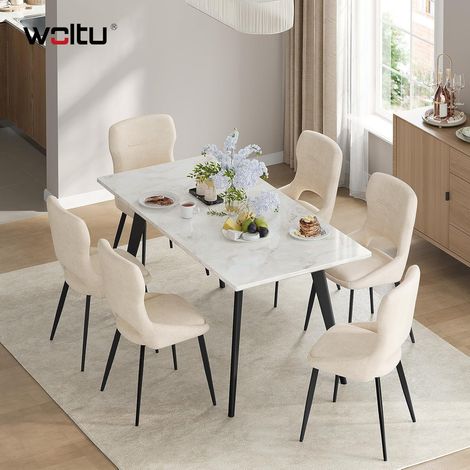 WOLTU Sedie Set di 6 Sedie da Pranzo Sedie da Cucina per Sala da Pranzo, Chenille, Beige