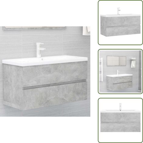 Lavabo in ceramica - vidaXL Mobile con Lavabo Integrato Grigio Cemento in Legno Multistrato - Armadio da bagno