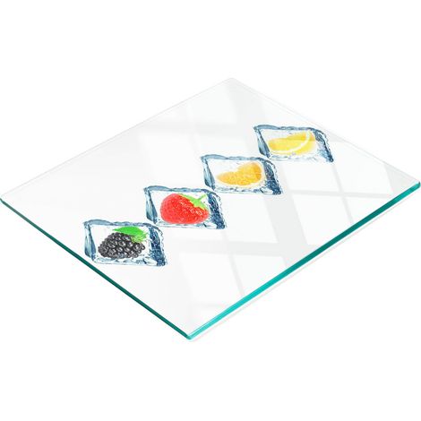 Tabla decorativa de cristal para cortar y servir cubos de fruta, 60x52 cm (1/5)