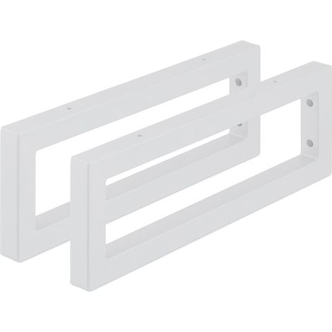 Relaxdays Escuadras Repisa, Set de 2, 45 cm, Soportes Estante, Lavabo Pared, Acero, Sujeta Baldas Rectangulares, Blanco