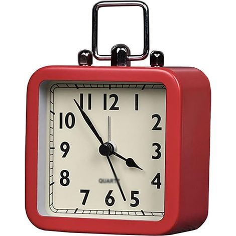 Reloj de escritorio metálico silencioso – pequeño despertador decorativo – mesita de noche/dormitorio – diseño compacto