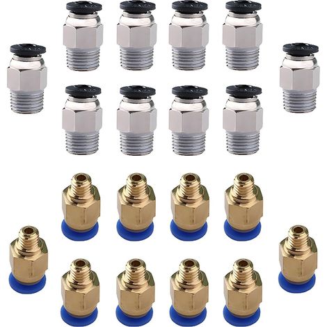 Gerades Schnellanschluss-Luftanschlussset, 20-teilig, enthält einen pneumatischen Schnellanschluss PC4-M6 und einen pneumatischen Steckanschluss PC4-M10 für 3D-Drucker-Extruder