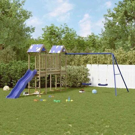 Aire de jeux extérieure : Aire de jeux d'extérieur bois de pin massif jeu extérieur enfant, aire de jeu jardin, balançoire enfant , pour jardin, usage domestique , enfant 3-8 ans (1/5)