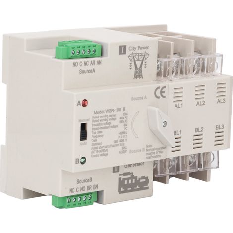 Interrupteur de Transfert 3P Double Puissance Commutation Rapide Automatique 220V CA 100A Maison Atelier (1/5)
