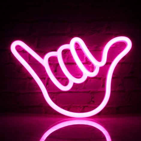 Insegna al neon a forma di mano rosa di One Piece, simbolo portafortuna, per camera da letto, bar, compleanno, regalo - 22,5 x 22 x 0,25 mm (1/5)