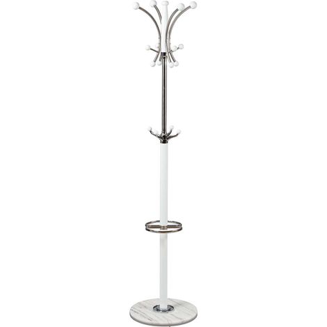 COLOMBE - Portemanteau Bois Massif Blanc et Chrome (1/3)