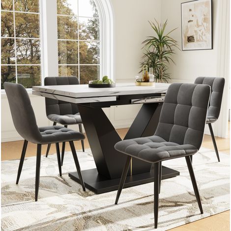 5-tlg. Essgruppe 99-159x75x75 cm MDF Metall mehrfarbig ausziehbar – MEUBLIV (1/5)