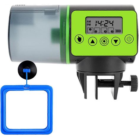 Automatische visvoeder met lcd-display, vochtbestendige elektrische visvoeder, aquariumvoerdispenser voor vakanties en weekenden met een aan/uit-ring. (1/5)