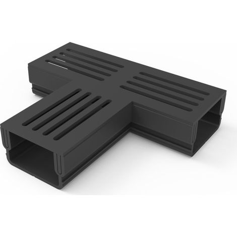 Caniveau 3XS MINI L 6,5 cm Grille aluminium noir - StarDrain - LINE ECO - Pièce en T