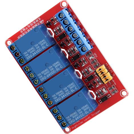 4-Kanal-Optokoppler-Relaismodulplatine, Hoch- und Niedrigtrigger 5V/12V/24V (24V) (1/5)