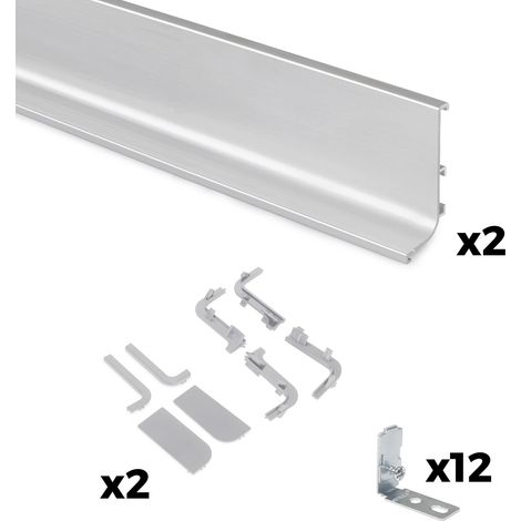 Emuca Lot mit 2 AufLotProfile Gola für Küchenmöbel, Länge 2,35 m, mit Zubehör, Aluminium, matt eloxiert