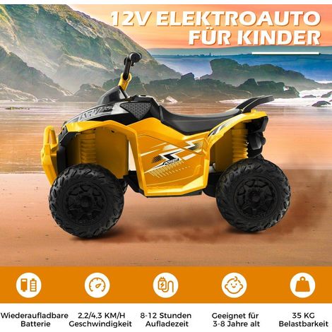 Quad infantil electrico de 12v con velocidad de 2243 kmh y velocidad de 2243 kmh bocina musica y amplificador luces led quad electrico amarillo