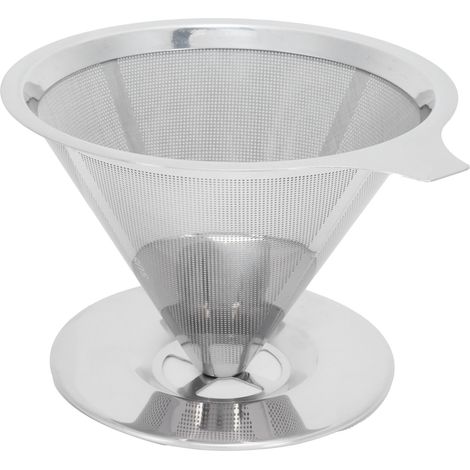 Filtre à café verseuse en acier inoxydable 304 argent avec entonnoir passe-café 10cm 8,5cm 136g pour maison bureau voyage camping (1/5)
