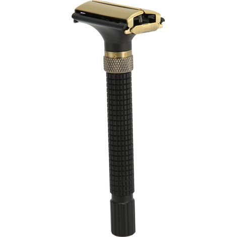 Rasoir de sûreté réutilisable à double tranchant, manche métallique antidérapant pour homme, coupe-barbe et poils, outil de rasage durable (1/5)