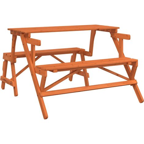 Picnic Table with Benches Solid Wood Fir 2-in-1 Convertible vidaXL