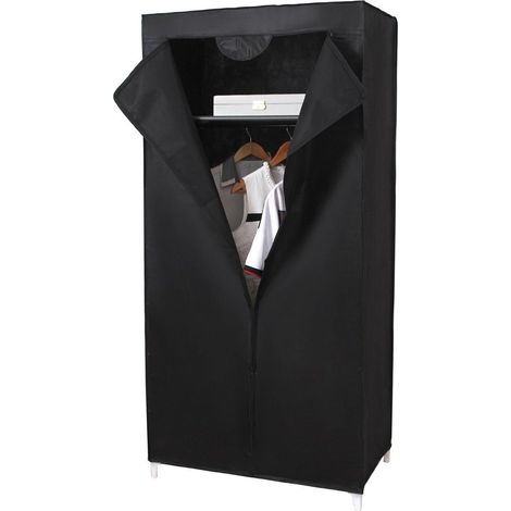 Armoires penderie tissu meuble de rangement noir 160 cm (1/5)