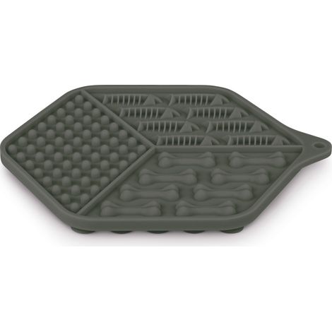 Tapis à lécher silicone ventouses 18.5 x 15.5 cm gris pour chat - zolux (1/2)