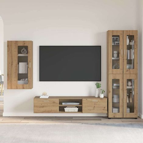 TV Cabinet Set FLORIN 3 pcs Artisan Oak Engineered Wood vidaXL