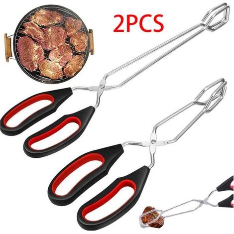 2 pinces à barbecue, acier inoxydable, 23,5 cm et 33 cm, couleurs assorties, pour viandes légumes grillades extérieures (1/4)