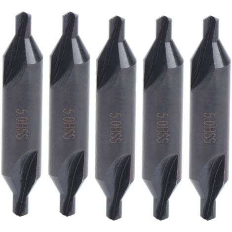 QORVA-Forets de centrage 5 pièces, pour fraiseuses, outils de positionnement en acier rapide 5mm (1/5)