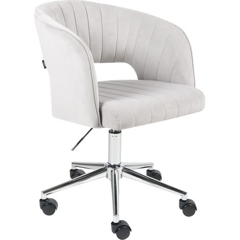 Silla de oficina giratoria moderna sillón altura regulable terciopelo gris claro Katonah (1/5)