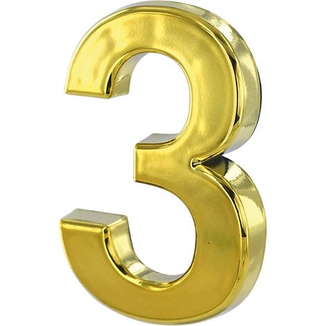 Numero civico adesivo 3, altezza 50 mm, finitura ottone – THIRARD (1/2)