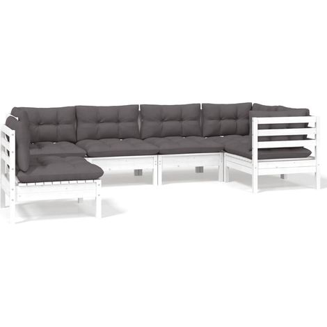 Maison Exclusive - Set Divani da Giardino 6 pz con Cuscini BiancLegno di Pino (1/5)
