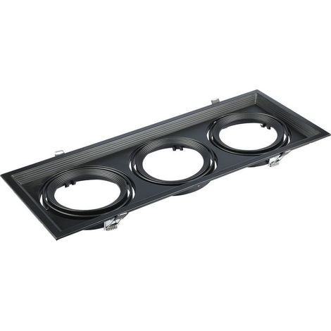 Carcassa Plafoniera Da Incasso Orientabile Rettangolare Per 3 Posti Lampade Led AR111 Cornice Bianco SKU-3583 (1/3)