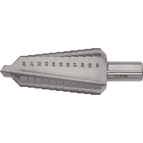 Stufenbohrer Bohrber.20-30mm HSS ger.genutet Z.2 Stufen 11 TECWERK (1/3)
