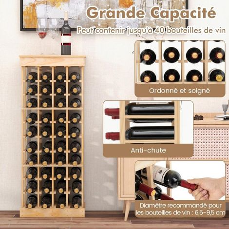 40 Bouteilles Casier à Vin en Pin Range Bouteilles Étagère de Rangement Robuste et Stable avec Anti-Basculement (1/5)