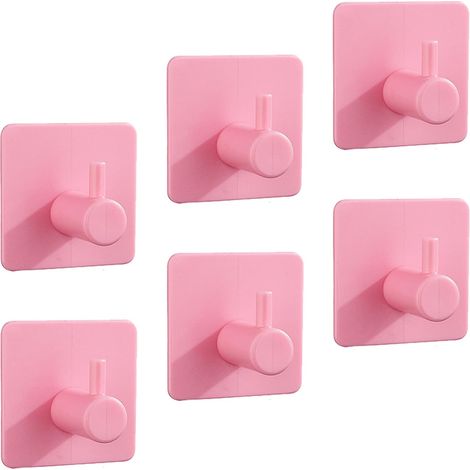 Lot de 6 crochets adhésifs roses pour peignoirs et serviettes bain Suspension facile sur les murs la salle cuisine. Pièces Roses -'6 Pièces Roses (1/5)