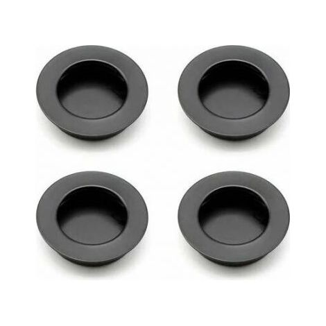 Poignées de porte coulissantes rondes encastrées pour tiroirs et armoires - Noir (1/3)