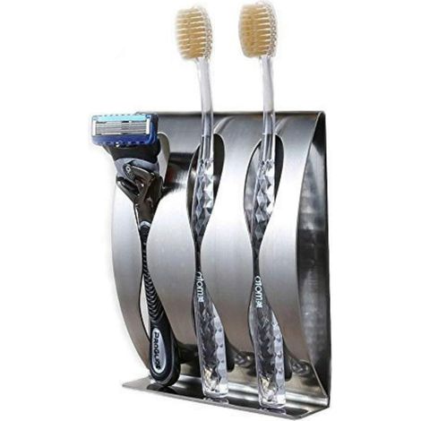 Porte-Brosse à Dents Auto-AdhéSif, Mural en Acier Inoxydable pour Salle De Bain Porte-Brosse à Dents Montage Mural PâTe de Support Durable pour Cuisine, sans PerçAge (3 Trous) (1/5)
