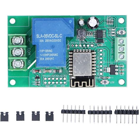 30A Relaismodul 1-Kanal WLAN-Steuerungs-Entwicklungsboard mit Stiftleisten und Buchsen ESP‐12F