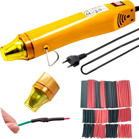 ZOLGINAH 200cm de long Câble Pistolet à air chaud avec 127 pièces tubes thermorétractables, Décapeurs thermiques pour gaines thermorétractable petit artisanat,300W, choix de deux températures (1/5)