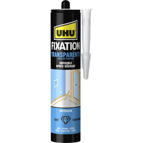 Colle De Fixation Et De Montage Invisible - Forte Et Rapide - Tous Matériaux : Bois, Pierre, Métal, Verre, Plastique - Formule Acrylique - Transparent - Cartouche de 310 g