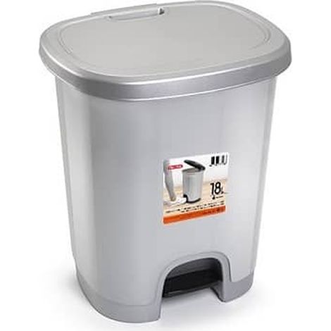 Cubo basura plastico apertura pedal 18 Litros Gris (1/4)